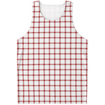 Red And White Tattersall Pattern Print Men's Tank Top