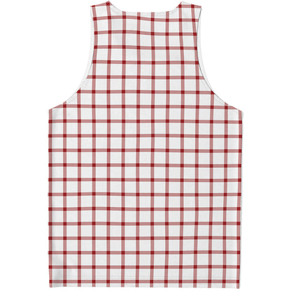 Red And White Tattersall Pattern Print Men's Tank Top
