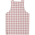 Red And White Tattersall Pattern Print Men's Tank Top