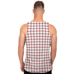 Red And White Tattersall Pattern Print Men's Tank Top