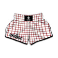Red And White Tattersall Pattern Print Muay Thai Boxing Shorts