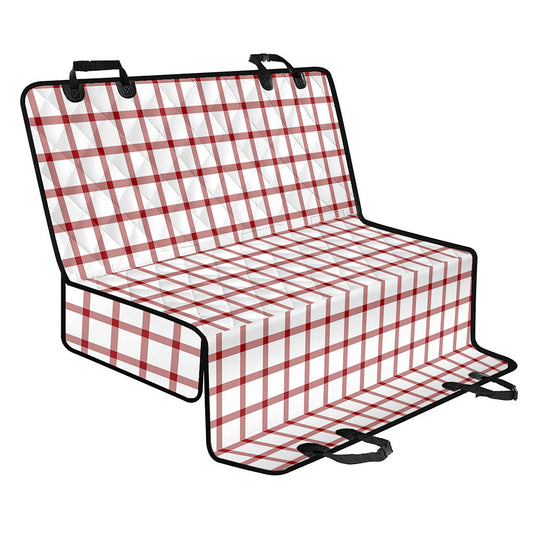 Red And White Tattersall Pattern Print Pet Car Back Seat Cover