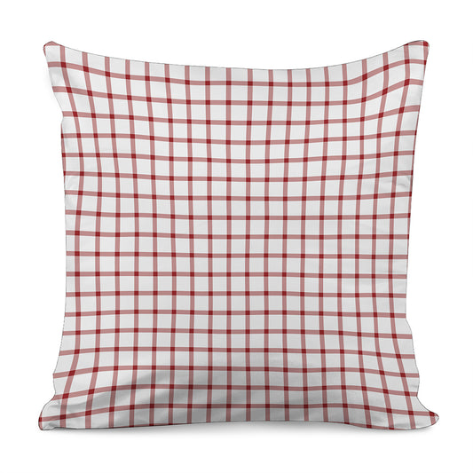 Red And White Tattersall Pattern Print Pillow Cover