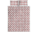 Red And White Tattersall Pattern Print Quilt Bed Set