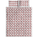 Red And White Tattersall Pattern Print Quilt Bed Set
