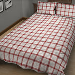 Red And White Tattersall Pattern Print Quilt Bed Set