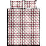 Red And White Tattersall Pattern Print Quilt Bed Set
