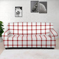 Red And White Tattersall Pattern Print Sofa Cover