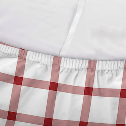 Red And White Tattersall Pattern Print Sofa Cover