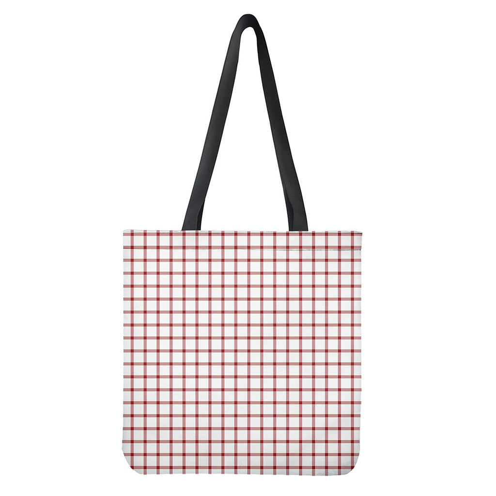 Red And White Tattersall Pattern Print Tote Bag