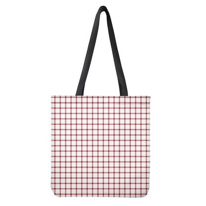 Red And White Tattersall Pattern Print Tote Bag