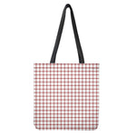 Red And White Tattersall Pattern Print Tote Bag