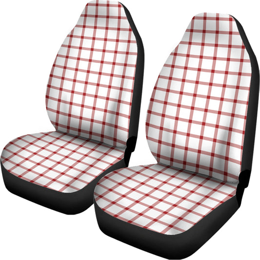Red And White Tattersall Pattern Print Universal Fit Car Seat Covers