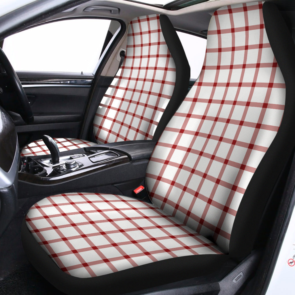 Red And White Tattersall Pattern Print Universal Fit Car Seat Covers