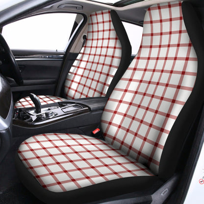Red And White Tattersall Pattern Print Universal Fit Car Seat Covers