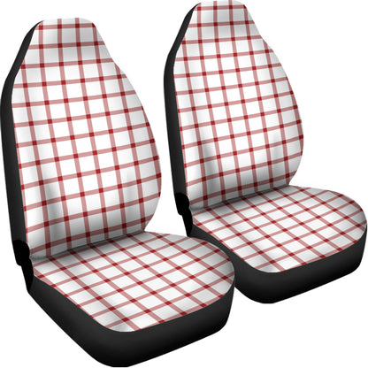 Red And White Tattersall Pattern Print Universal Fit Car Seat Covers
