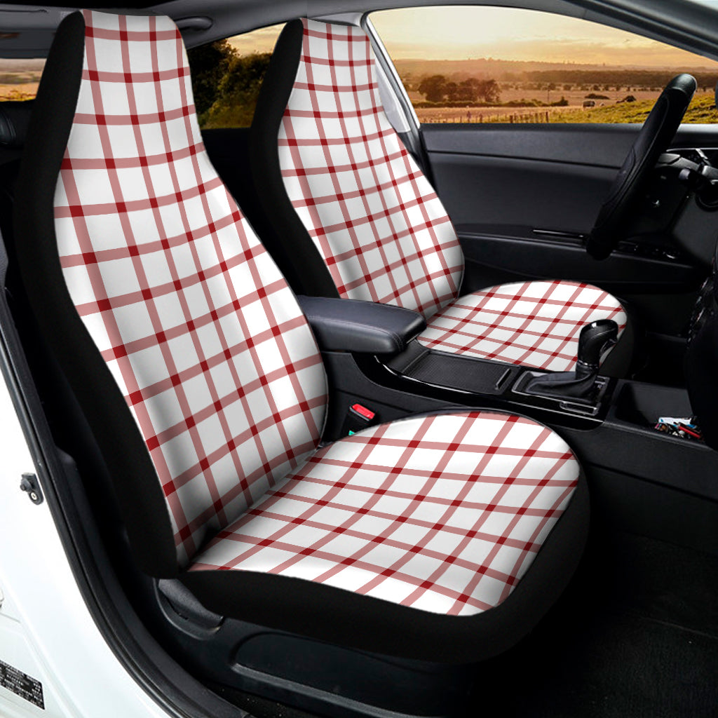 Red And White Tattersall Pattern Print Universal Fit Car Seat Covers