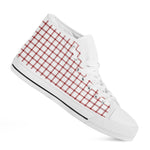Red And White Tattersall Pattern Print White High Top Shoes