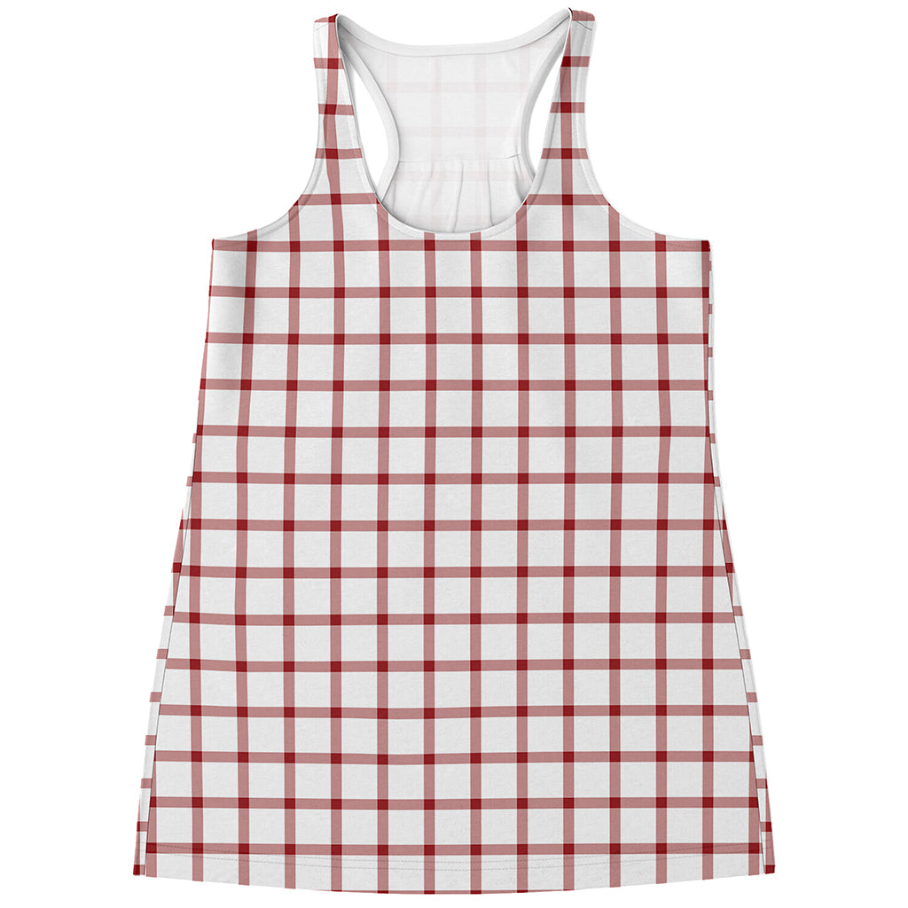 Red And White Tattersall Pattern Print Women's Racerback Tank Top