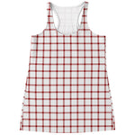 Red And White Tattersall Pattern Print Women's Racerback Tank Top