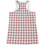 Red And White Tattersall Pattern Print Women's Racerback Tank Top