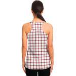 Red And White Tattersall Pattern Print Women's Racerback Tank Top