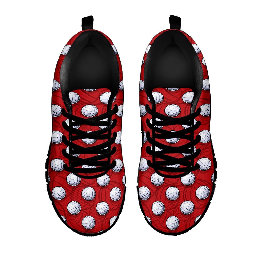 Red And White Volleyball Pattern Print Black Sneakers