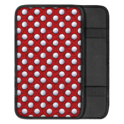 Red And White Volleyball Pattern Print Car Center Console Cover