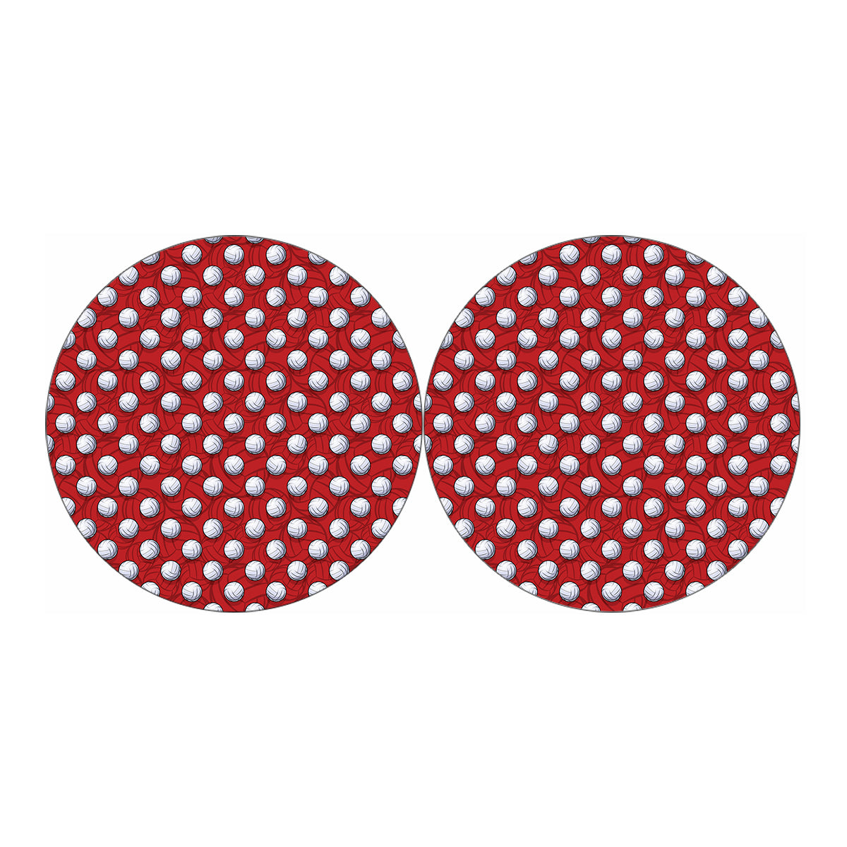 Red And White Volleyball Pattern Print Car Coasters