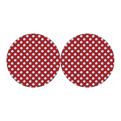 Red And White Volleyball Pattern Print Car Coasters