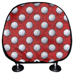 Red And White Volleyball Pattern Print Car Headrest Covers