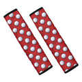 Red And White Volleyball Pattern Print Car Seat Belt Covers