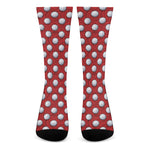 Red And White Volleyball Pattern Print Crew Socks