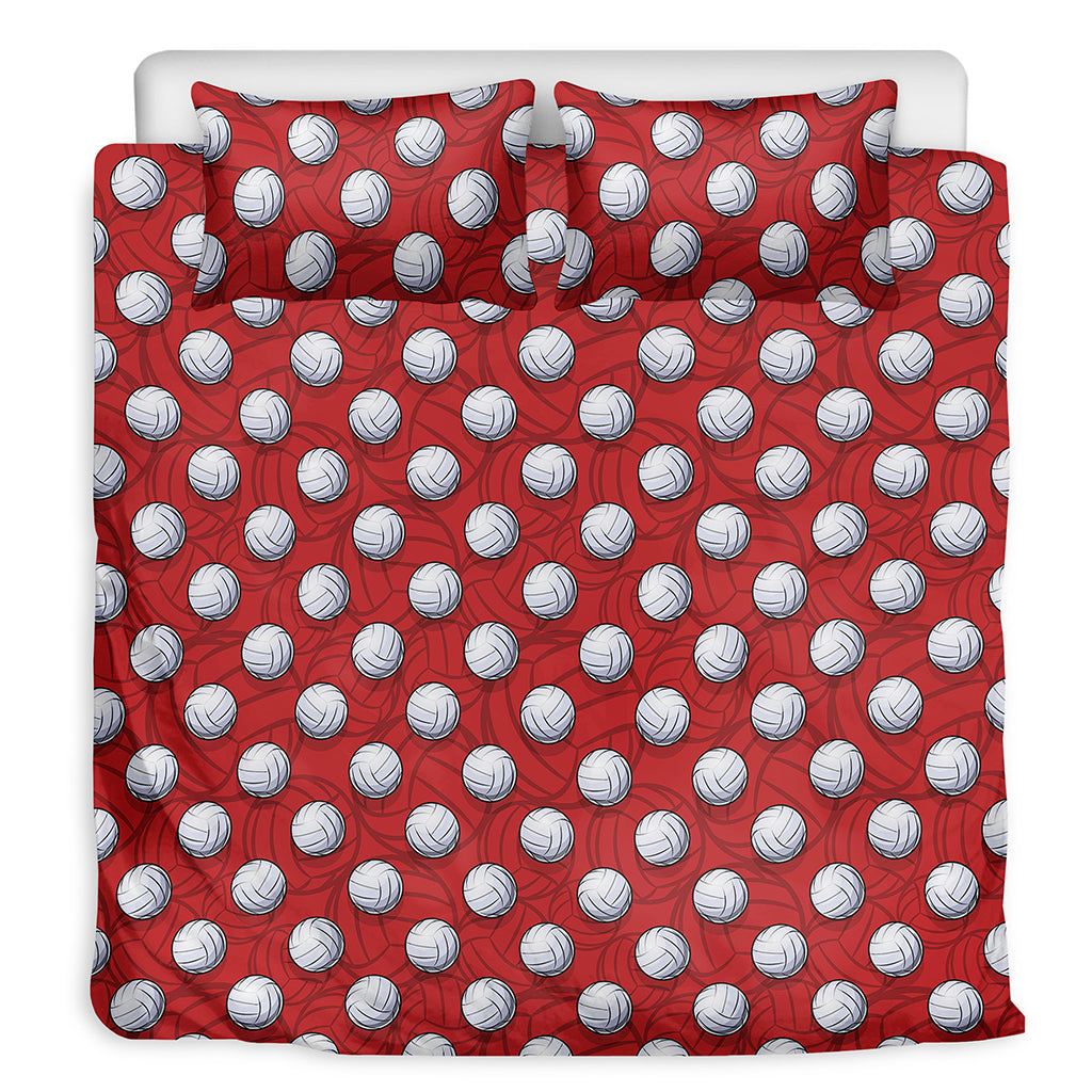 Red And White Volleyball Pattern Print Duvet Cover Bedding Set