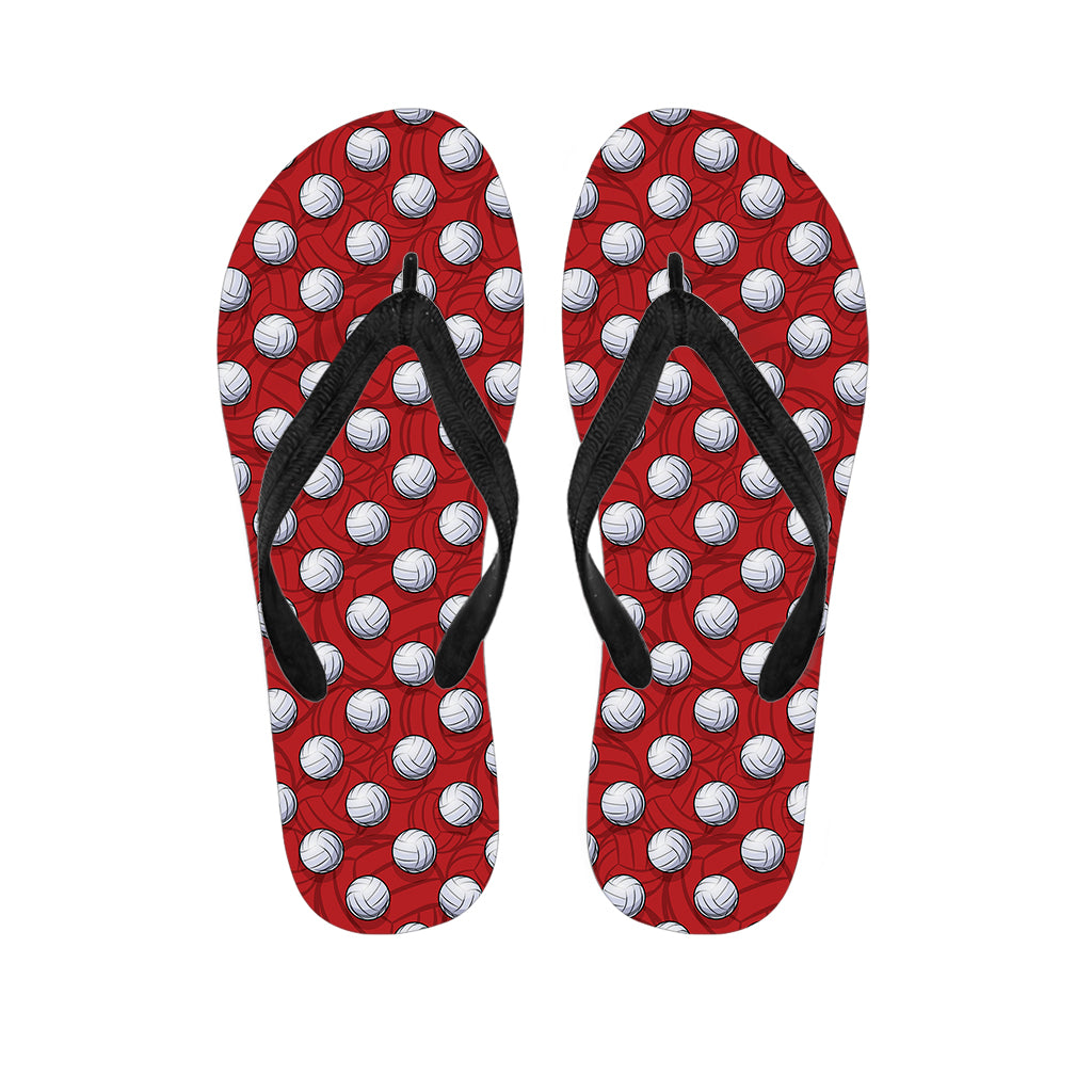 Red And White Volleyball Pattern Print Flip Flops