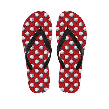Red And White Volleyball Pattern Print Flip Flops