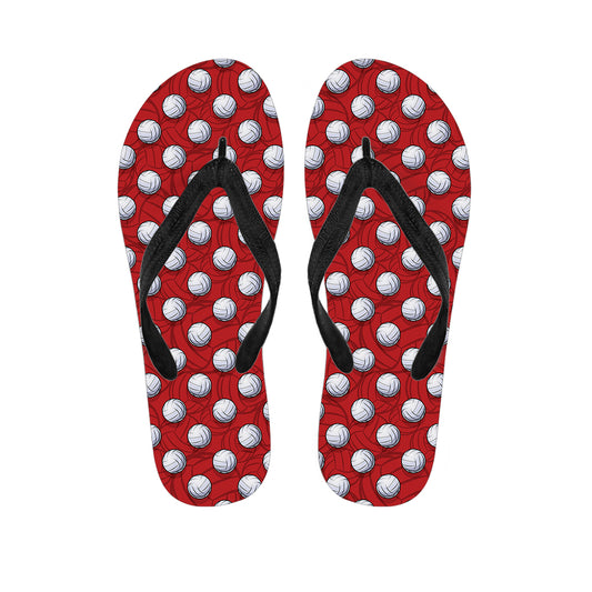 Red And White Volleyball Pattern Print Flip Flops