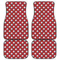 Red And White Volleyball Pattern Print Front and Back Car Floor Mats