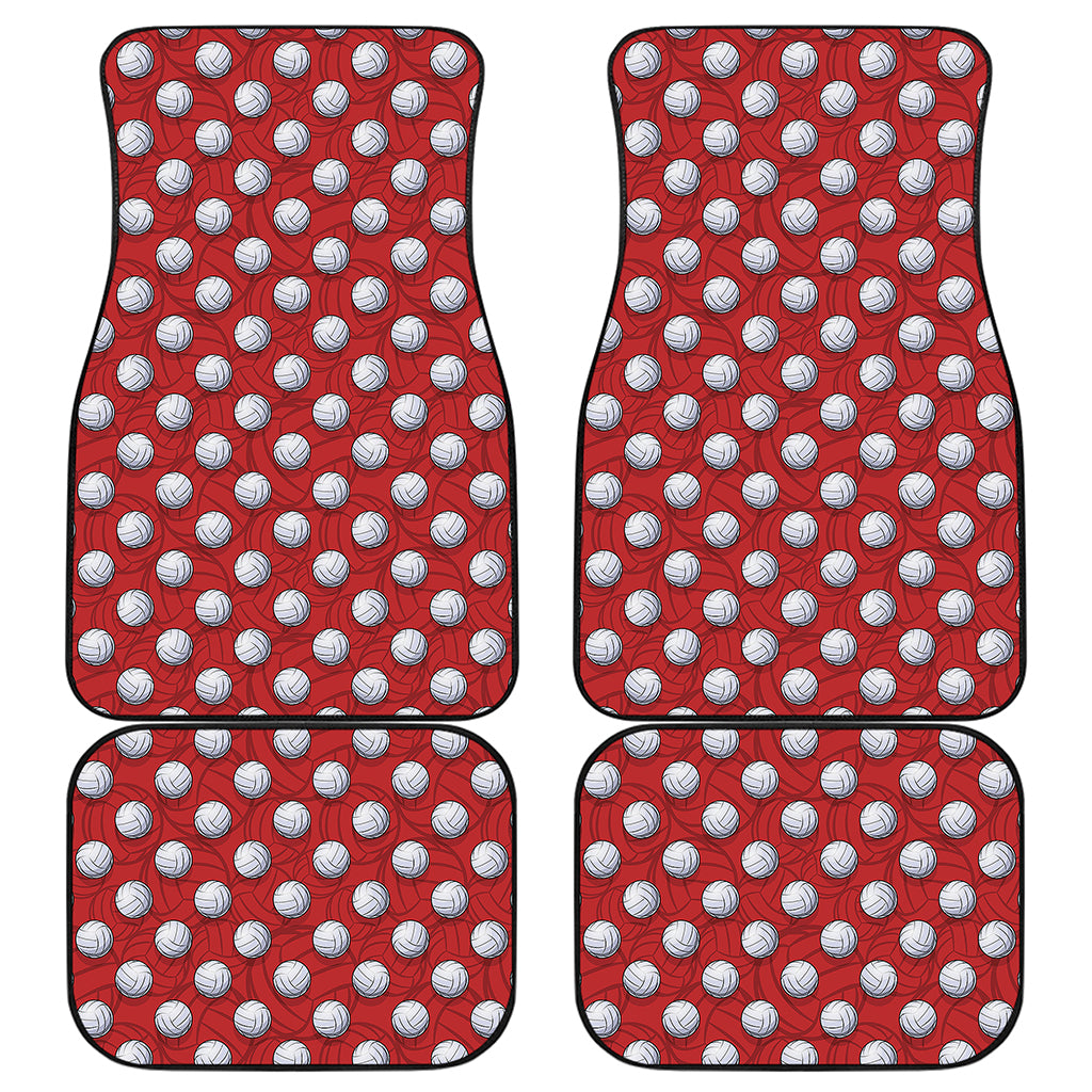 Red And White Volleyball Pattern Print Front and Back Car Floor Mats