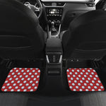 Red And White Volleyball Pattern Print Front and Back Car Floor Mats