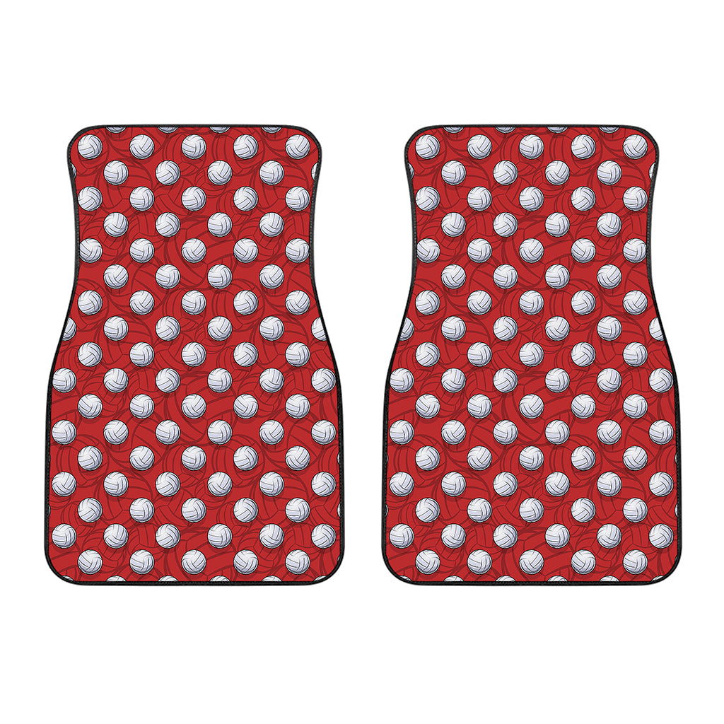 Red And White Volleyball Pattern Print Front Car Floor Mats