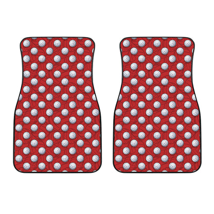 Red And White Volleyball Pattern Print Front Car Floor Mats