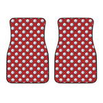 Red And White Volleyball Pattern Print Front Car Floor Mats