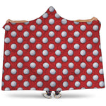 Red And White Volleyball Pattern Print Hooded Blanket