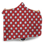 Red And White Volleyball Pattern Print Hooded Blanket