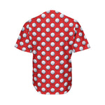 Red And White Volleyball Pattern Print Men's Baseball Jersey