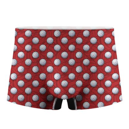 Red And White Volleyball Pattern Print Men's Boxer Briefs