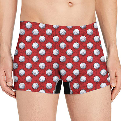 Red And White Volleyball Pattern Print Men's Boxer Briefs