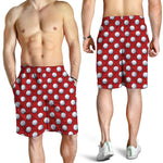 Red And White Volleyball Pattern Print Men's Shorts