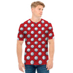 Red And White Volleyball Pattern Print Men's T-Shirt